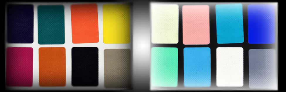 Gli 8 colori del Test di Lüscher con a fianco i loro negativi